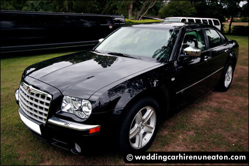 Close up image of Chrysler wedding car